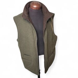 Daniel Cremieux Collection Reversible Wool Blend Winter Vest Brown Green XL Men
